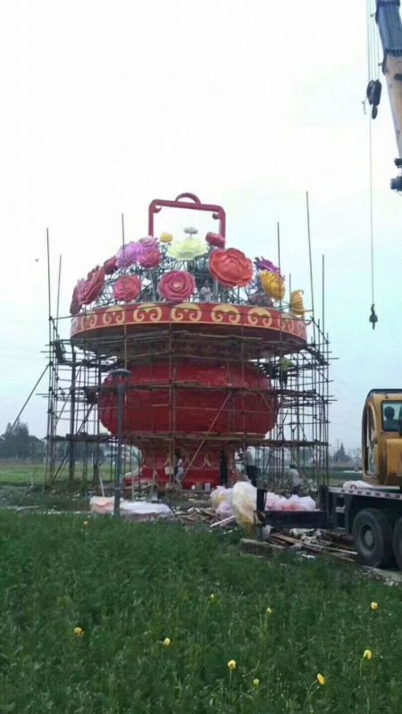 彩繪景觀花籃雕塑生產(chǎn)，景區(qū)案例，彩繪不銹鋼花籃雕塑優(yōu)選