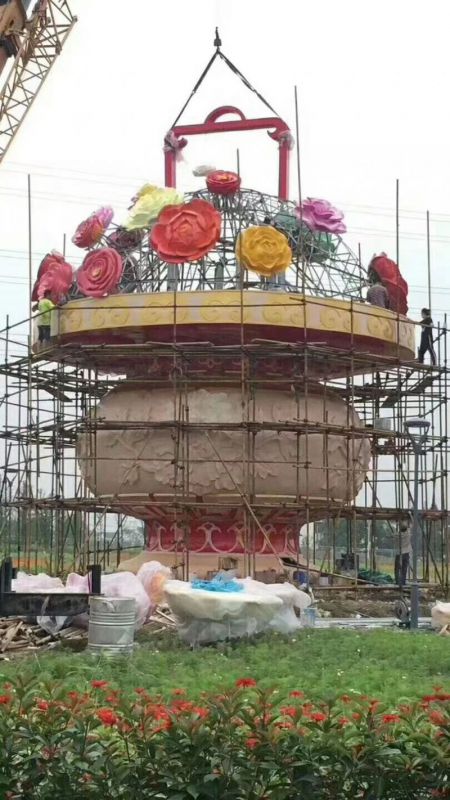 景觀花籃雕塑擺件優(yōu)選，陸地擺件，園林藝術(shù)不銹鋼花籃雕塑供應(yīng)