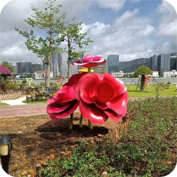 大門口玫瑰雕塑 發(fā)光公園花朵雕塑 仿真雕塑