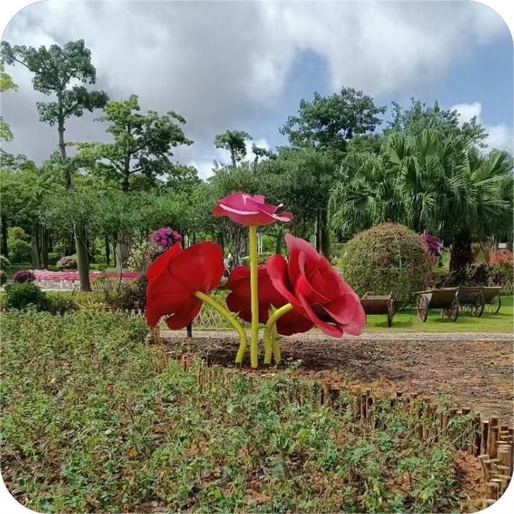 房地產(chǎn)玫瑰雕塑 現(xiàn)代景觀擺件 幾何雕塑