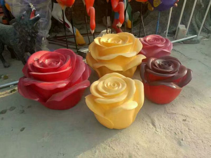 景觀玫瑰雕塑 仿真景觀花朵雕塑 景觀雕塑