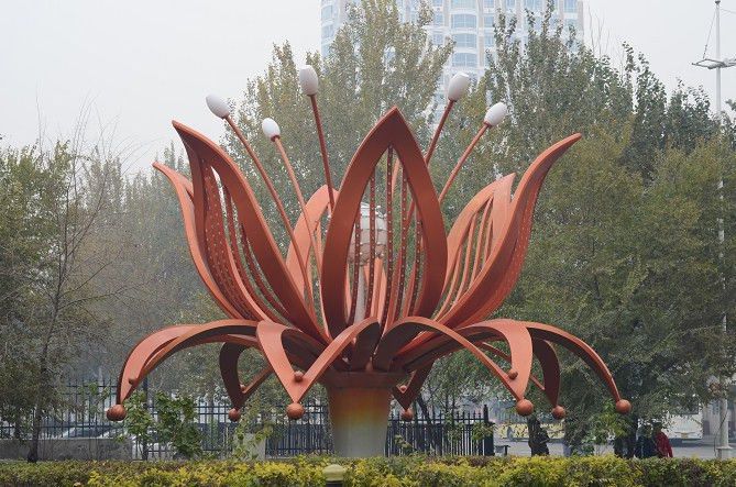 彩繪蓮花雕塑 景觀花卉雕塑 街頭水蓮花雕塑