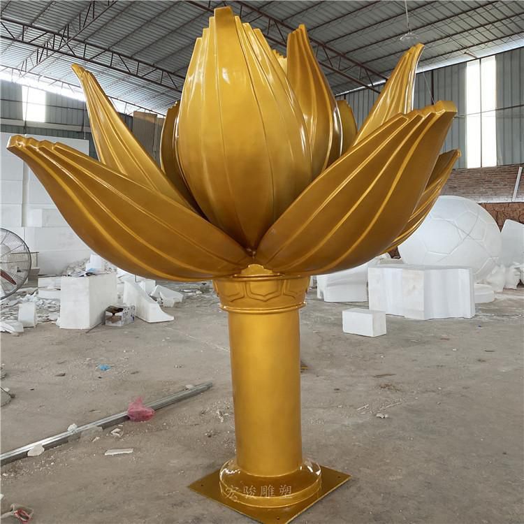 彩繪蓮花雕塑 電鍍現(xiàn)代水蓮花雕塑 公園花卉雕塑