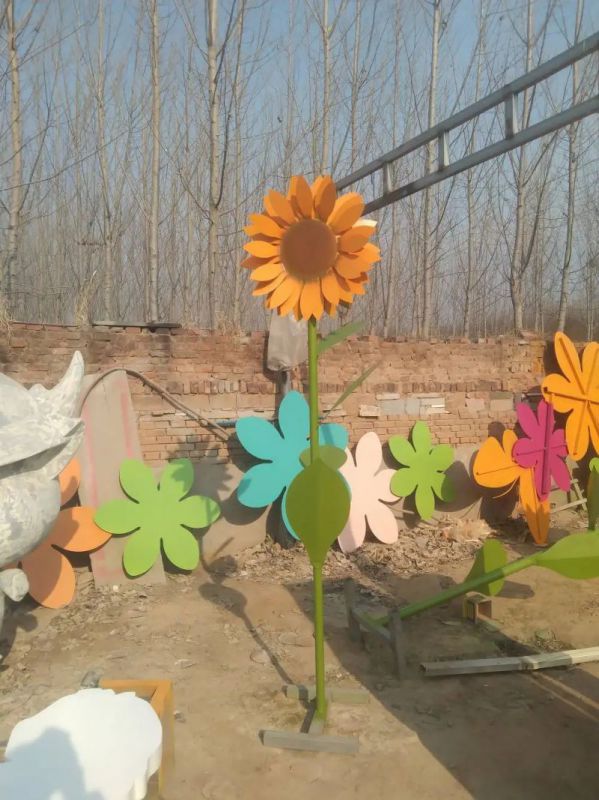 街頭向日葵雕塑 大型別墅區(qū)花卉雕塑 鋼管花朵雕塑