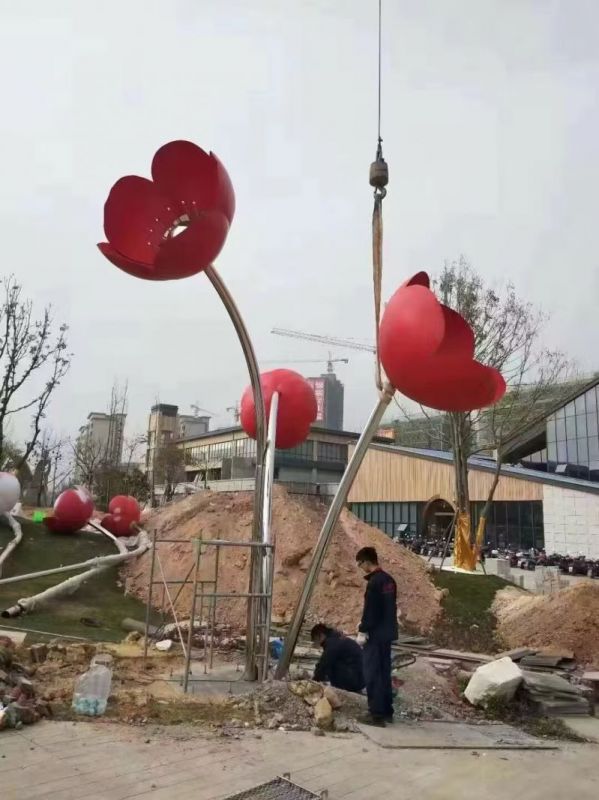 廣場(chǎng)花朵雕塑 公園仿真雕塑 抽象擺件