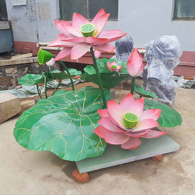 鋼鑄荷花雕塑常用，鋼管組合，園林荷花雕塑定價(jià)