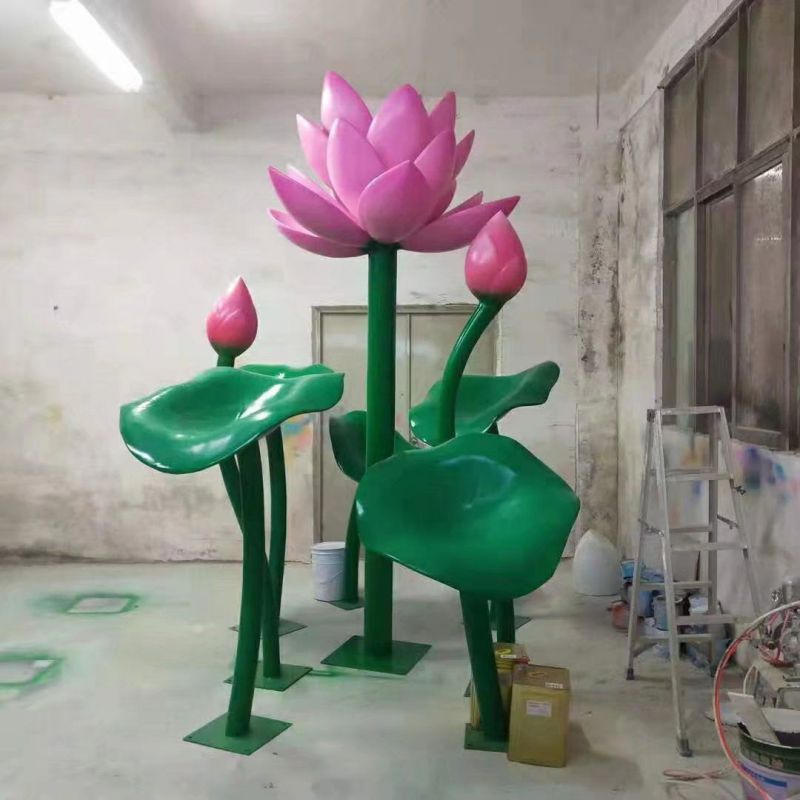 荷花雕塑觀賞型，露天雕塑，不銹鋼荷花雕塑訂做