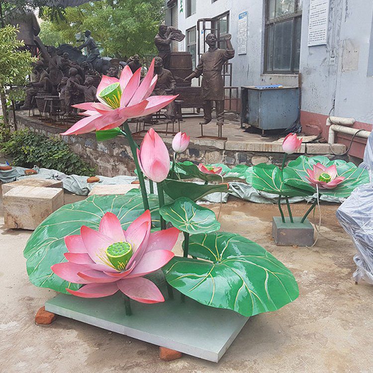 園林荷花雕塑標(biāo)準(zhǔn)，彩鋼制作，景觀荷花雕塑優(yōu)價(jià)