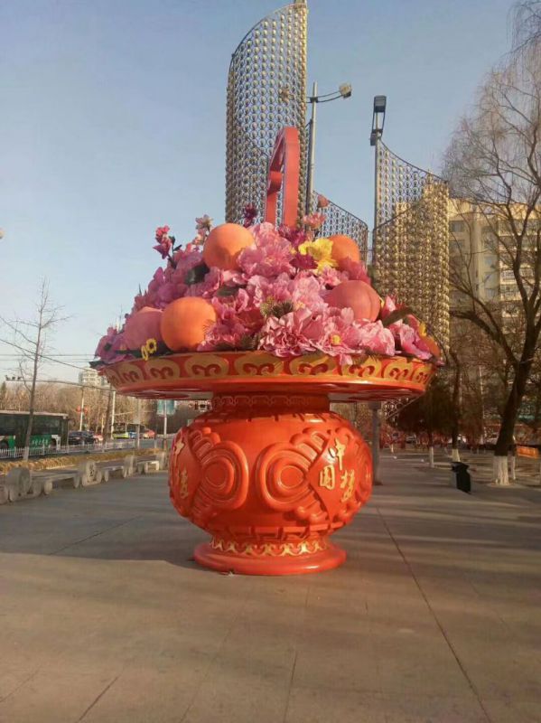景觀花籃雕塑特供，標(biāo)識(shí)雕塑，旅游區(qū)花籃雕塑定制