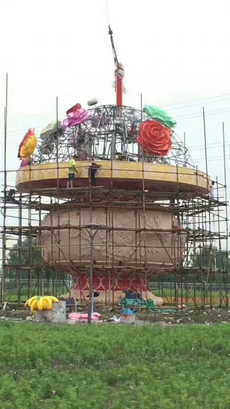 園林花籃雕塑定制，市標雕塑，廣場旅游區(qū)花籃雕塑定做