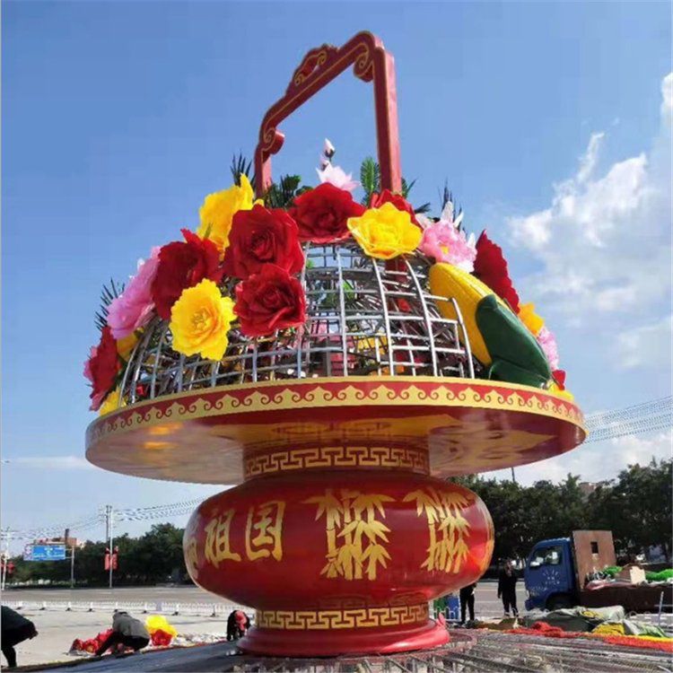 商場(chǎng)花籃雕塑展品，景觀概念，景觀鏤空仿真花籃雕塑優(yōu)選